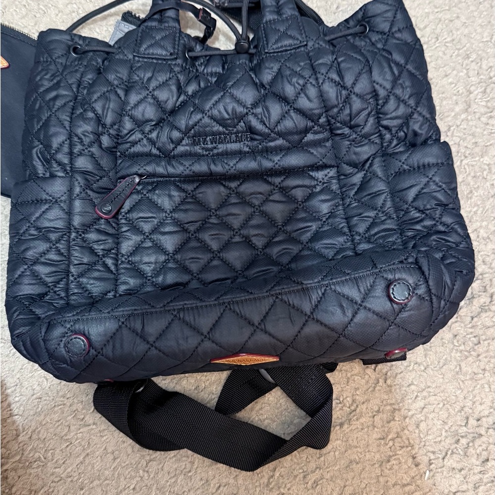 MZ Wallace Black Quilted Backpack/ Crossbody bag